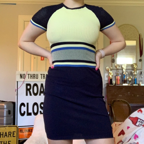 Autumn cashmere color block knit dress - Picture 1 of 7